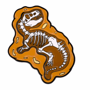 PIN ESQUELETO DINOSAURIO ROCA NARANJA